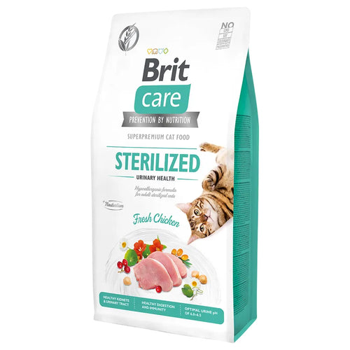 Brit Care Grain-Free Sterilized Urinary Health - Пълноценна храна за кастрирани котки и с грижа за уринарния тракт с пилешко 7 кг