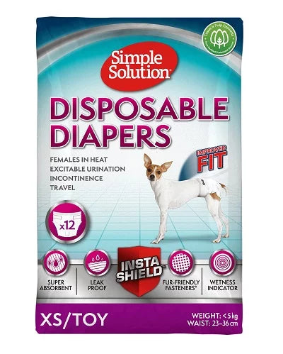 Еднократни памперси за женски кучета (размер XS/Toy),12 бр.