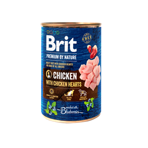 Brit with Chicken&Hearts - Пълноценна храна за кучета с пилешко и сърца 400 гр