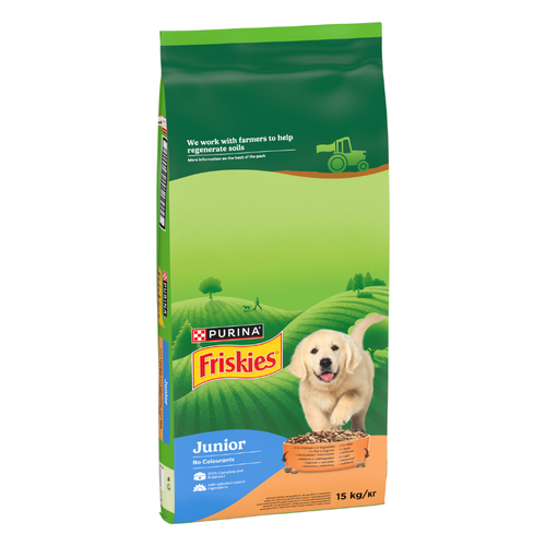 Friskies Junior with Chicken - Пълноценна храна за подрастващи кучета с пилешко месо и зеленчуци 15 кг