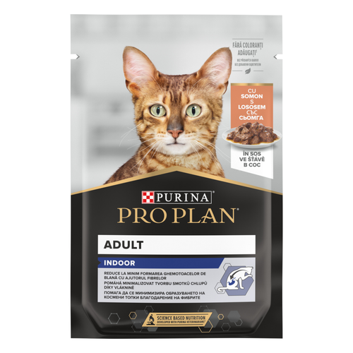 Purina Pro Plan Indoor - паучове за домашни котки в сос със сьомга 85г
