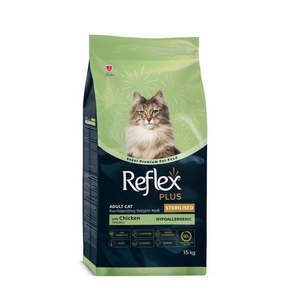 Reflex Plus Sterilised with Chicken - Пълноценна храна за кастрирани котки с пилешко 15 кг