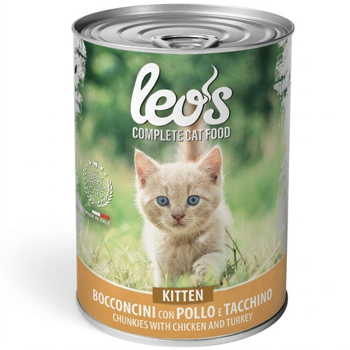Leo's Kitten with Chicken&Turkey - консерва за котенца с пилешко и пуешко месо 415 гр