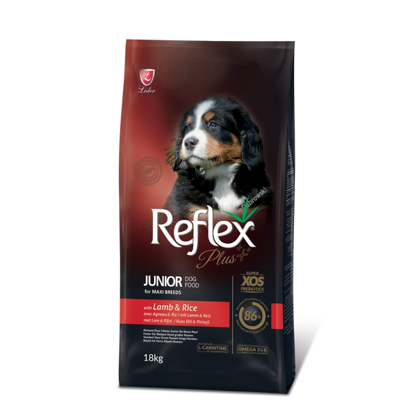 Reflex Plus Junior Medium&Maxi Breeds with Lamb&Rice 18 kg - Пълноценна храна за подрастващи кучета с агнешко и ориз от едри породи 18 кг