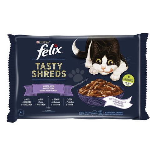 FELIX Tasty Shreds Mix - Паучове за котки Микс в сос 4x80 гр