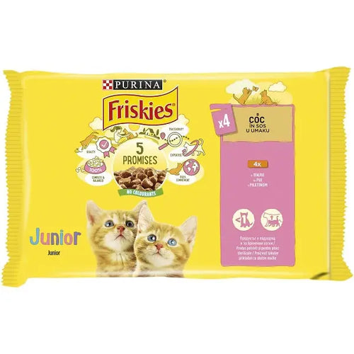 Friskies Junior – Паучове за малки котенце с пиле в сос 4x85 гр