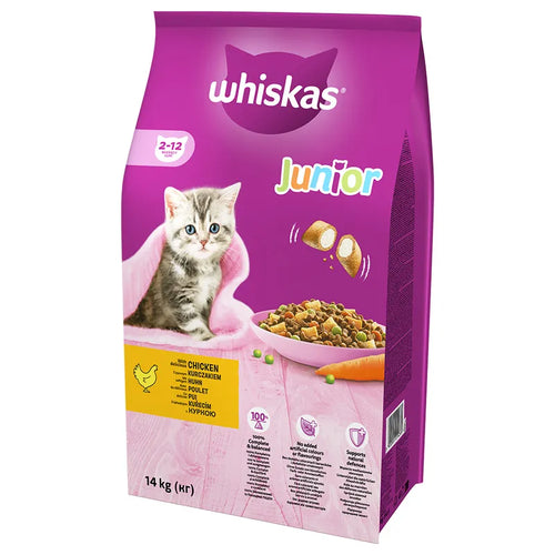 Whiskas Junior with Chicken - Суха храна за подрастващи котки с пилешко месо 14кг