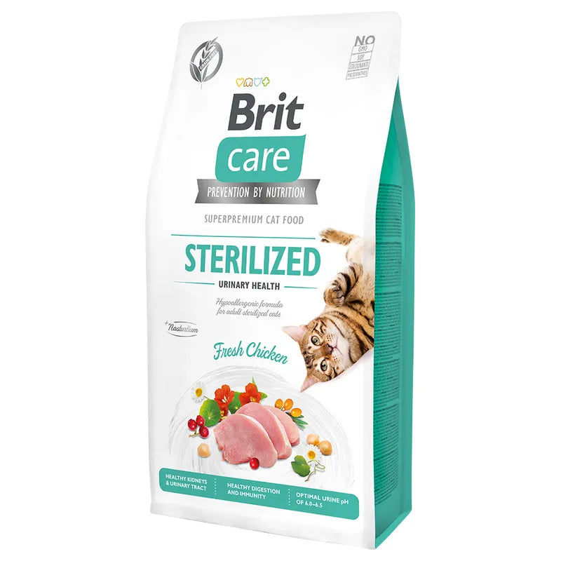 Brit Care Grain-Free Sterilized Urinary Health - Пълноценна храна за кастрирани котки и с грижа за уринарния тракт с пилешко 7 кг