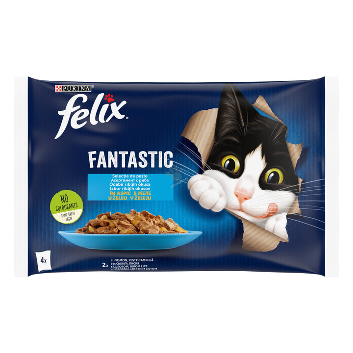 Felix Fantastic Mix - Паучове за котки с късчета месо 4x85 гр