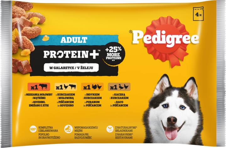 Pedigree Protein Plus Pouch in Jelly - Паучове Протеин плюс за кучета в желе 4х85гр