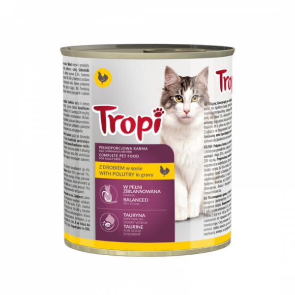Tropi - Консерви за котки с различни вкусове 830 гр
