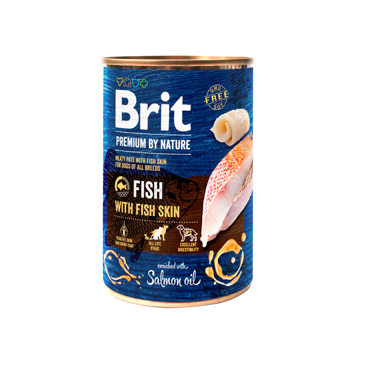 Brit with Fish&Fish Skin - Пълноценна храна за кучета с риба и кожа от риба 400 гр