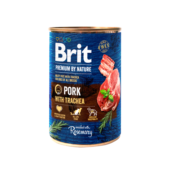 Brit with Pork&Trachea - Пълноценна храна за кучета със свинско и трахея 400 гр