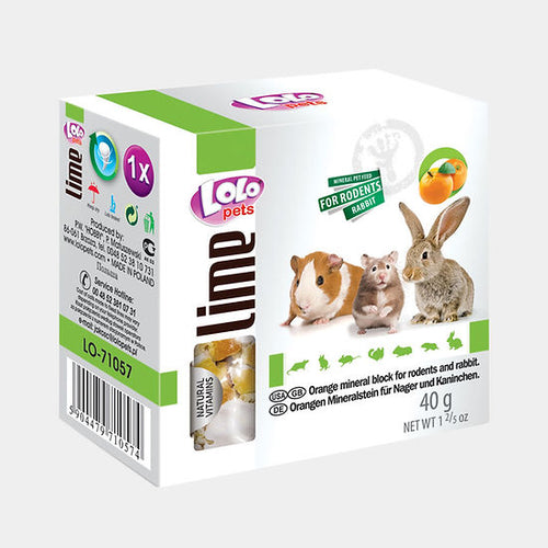 Lolo Pets Lime for Rodents&Rabbits - Минерално блокче за гризачи с портокал 40 гр