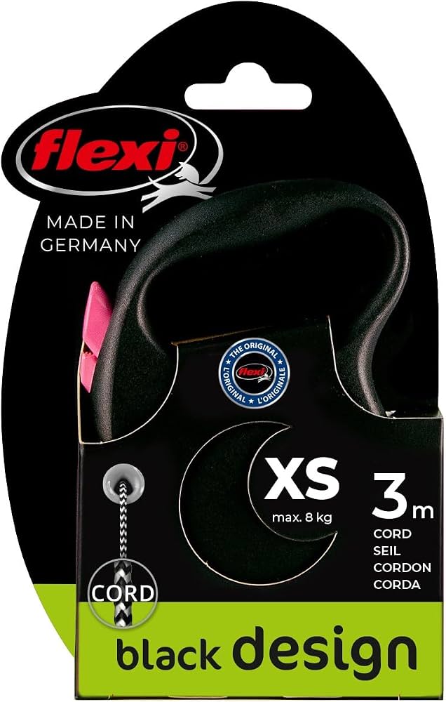 Flexi Black Design XS Cord - Автоматичен повод-рулетка с корда 3 метра,до 8 кг