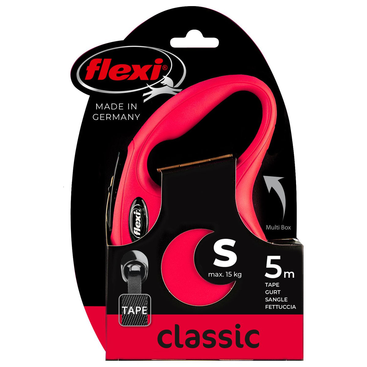 Flexi New Classic S Tape - Автоматичен повод-рулетка с лента 5 метра,до 15 кг