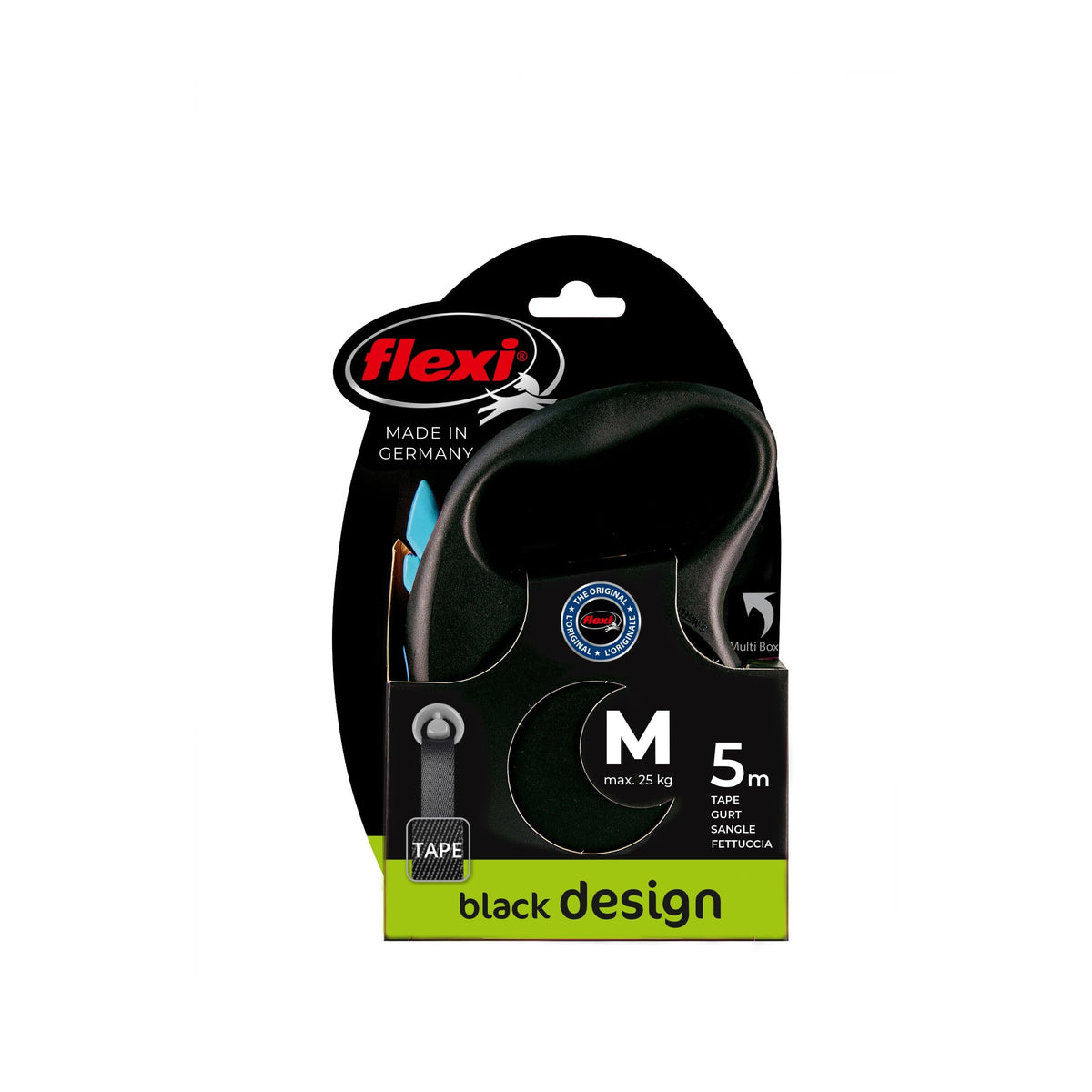 Flexi Black Design M Tape - Автоматичен повод-рулетка с лента 5 метра,до 25 кг