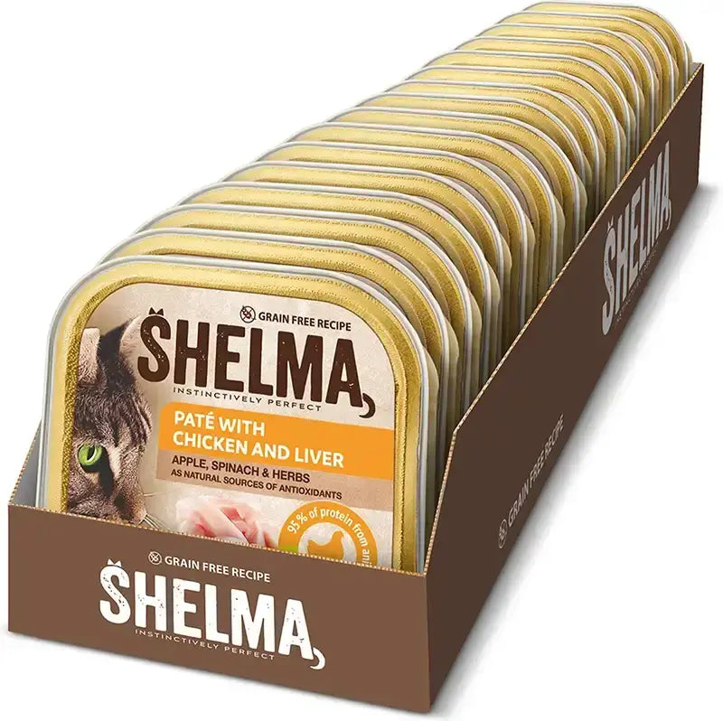 Shelma - пастет за котки с пиле и черен дроб без зърнени култури 100г