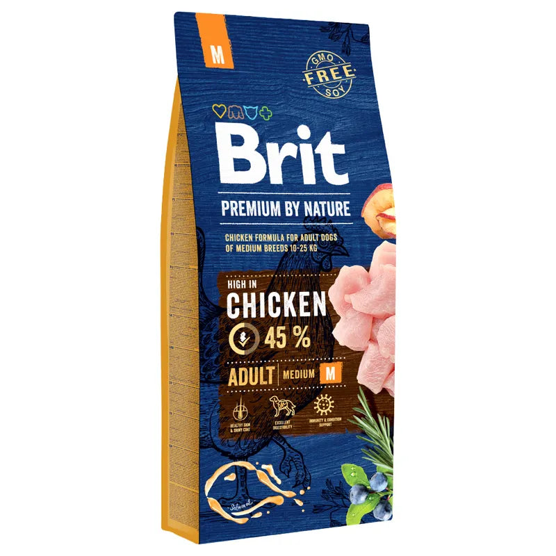 Brit Premium Adult Medium Breeds with Chicken - Пълноценна храна за кучета от средни породи с пилешко 15 кг