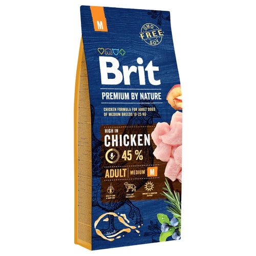 Brit Premium Adult Medium Breeds with Chicken - Пълноценна храна за кучета от средни породи с пилешко 15 кг