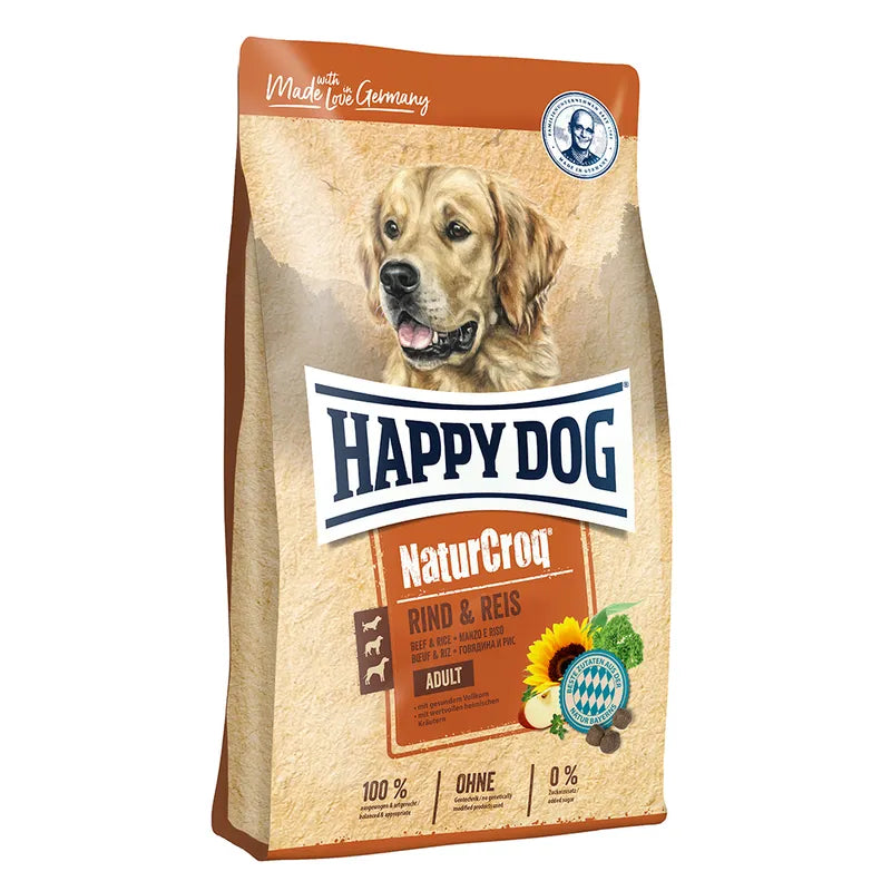 Happy Dog Adult NaturCroq Medium&Maxi Breeds with Beef&Rice - Пълноценна храна за средни и едри кучета с говеждо и ориз 15 кг