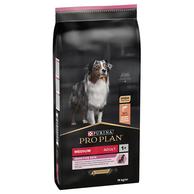 Purina Pro Plan Adult Medium Breeds Sensitive Skin with Salmon - Пълноценна храна за кучета от средноголеми породи с чувствителна кожа със сьомга 14 кг