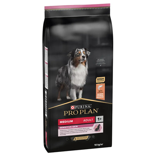 Purina Pro Plan Adult Medium Breeds Sensitive Skin with Salmon - Пълноценна храна за кучета от средноголеми породи с чувствителна кожа със сьомга 14 кг