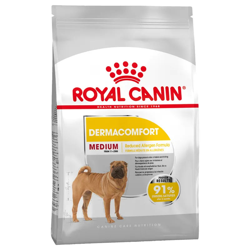 Royal Canin Medium Dermacomfort - Пълноценна храна за кучета от средноголеми породи с грижа за кожата и козината 12 кг
