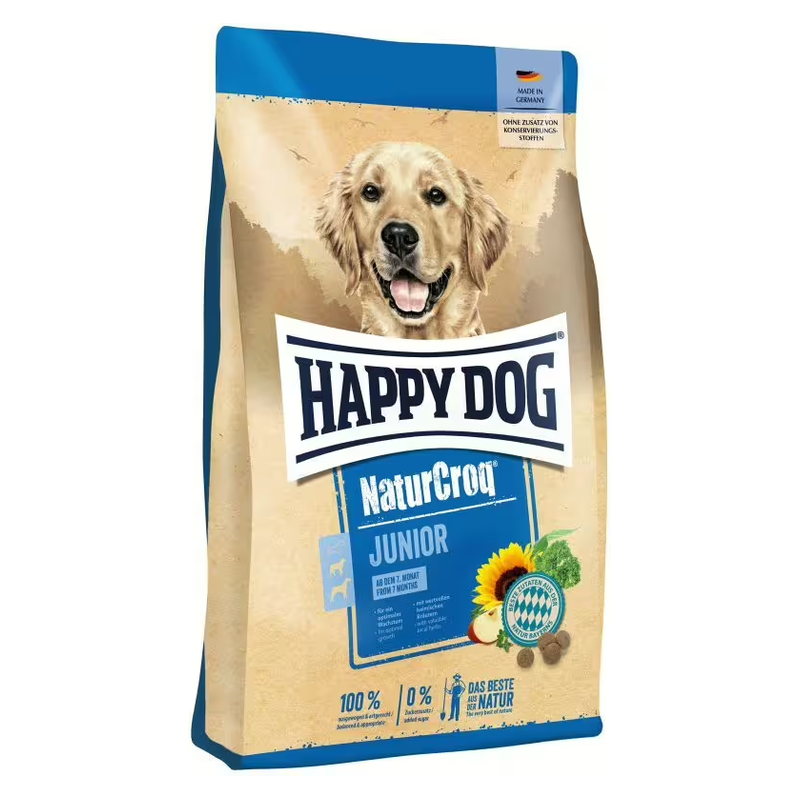 Happy Dog Junior NaturCroq Medium&Maxi Breeds with Chicken - Пълноценна храна за подрастващи кучета от средни и едри породи с пилешко 15 кг
