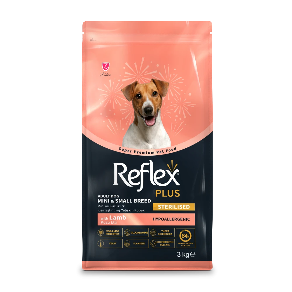Reflex Plus Adult Small Breeds Light&Sterilised with Lamb - Пълноценна нискокалорична храна за кастрирани кучета от дребни породи 3 кг