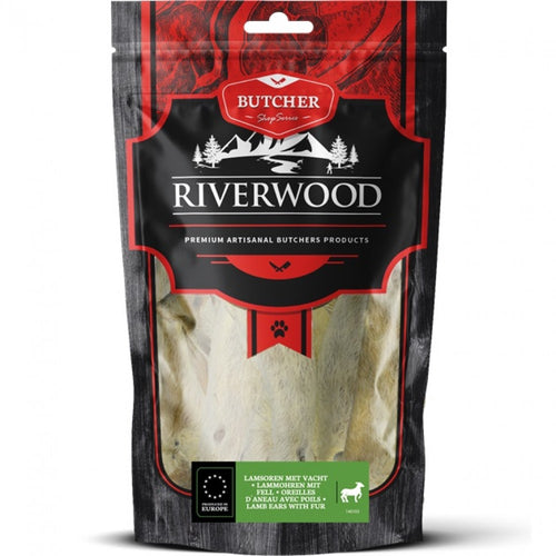 Riverwood Butcher Lamb Ears With Fur - Сушени лакомства за куче от агнешки уши с козина 100 гр
