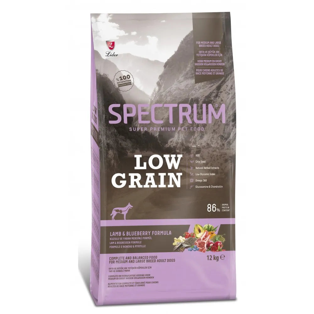 Spectrum Low Grain Adult Medium&Large Breeds with Lamb&Blueberry - Пълноценна храна за кучета от средни и едри породи с агнешко и боровинки 12 кг