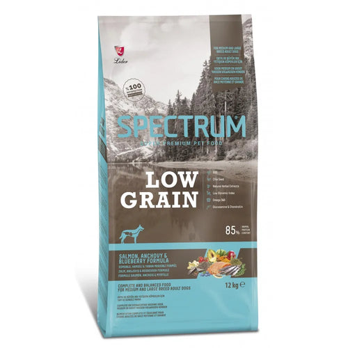 Spectrum Low Grain Adult Medium&Large Breeds with Salmon - Пълноценна храна за кучета от средни и едри породи със сьомга,аншоа и боровинки 12 кг
