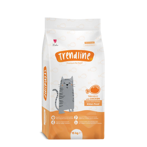 Trendline Kitten Food with Chicken - Пълноценна храна за подрастващи котки с пилешко 15 кг