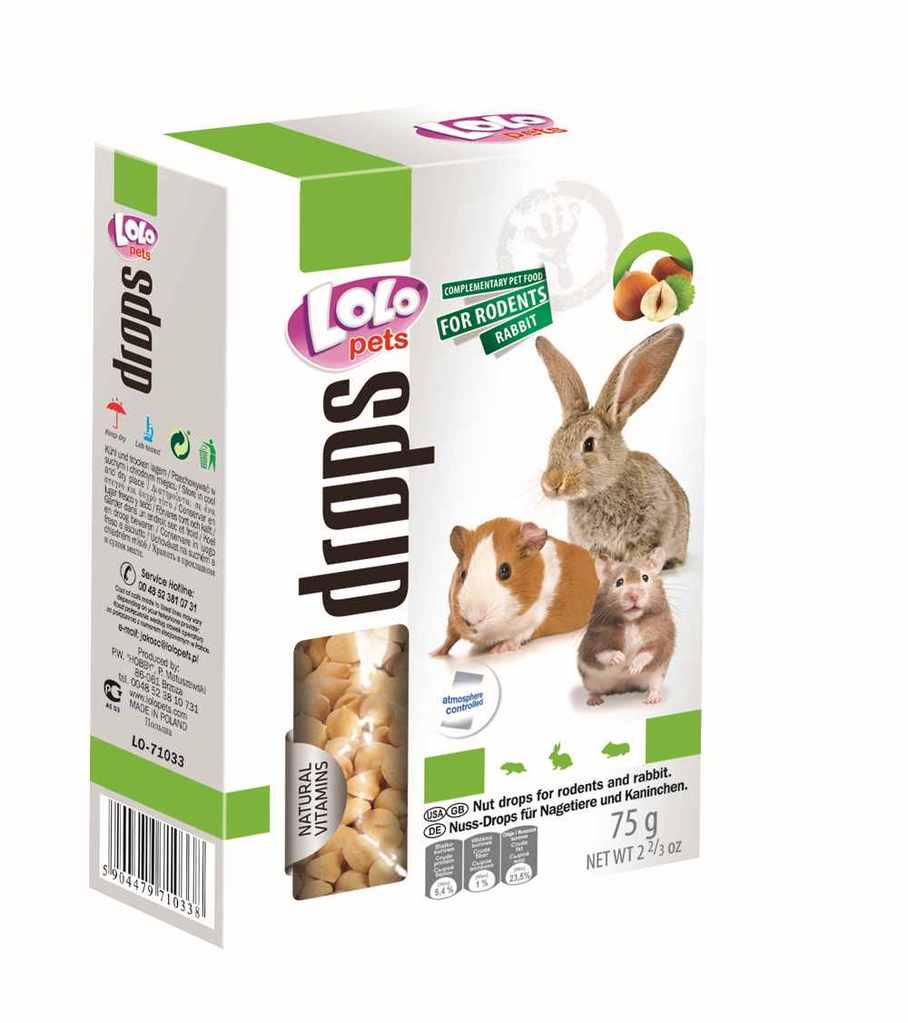 Lolo Pets drops for Rodents&Rabbits with Peanut - Бонбони с ядки за гризачи 75 гр