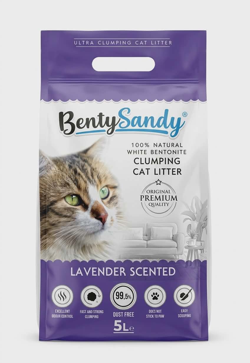 Benty Sandy Lavender Scented - Бентонит за котки с аромат на лавандула