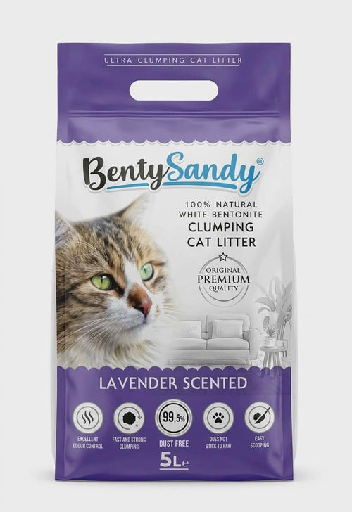 Benty Sandy Lavender Scented - Бентонит за котки с аромат на лавандула