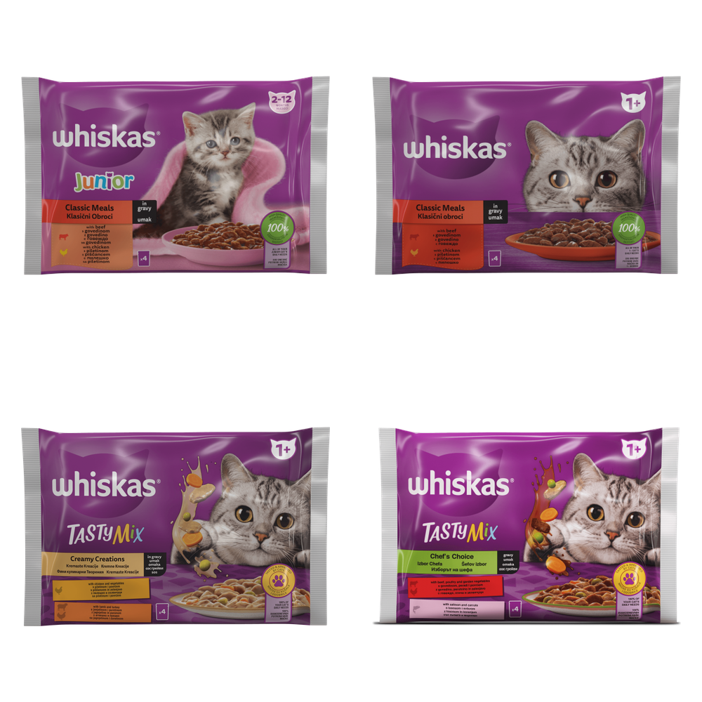 Whiskas Pouch in Gravy - Паучове за котки в сос 4x85гр