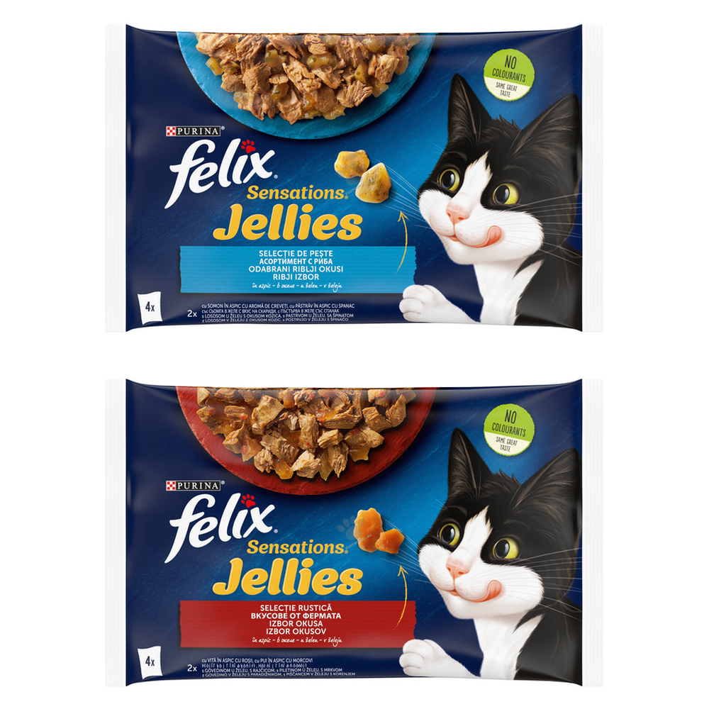 Felix Sensations Jellies Mix - Паучове за котки микс в желе 4x85 гр