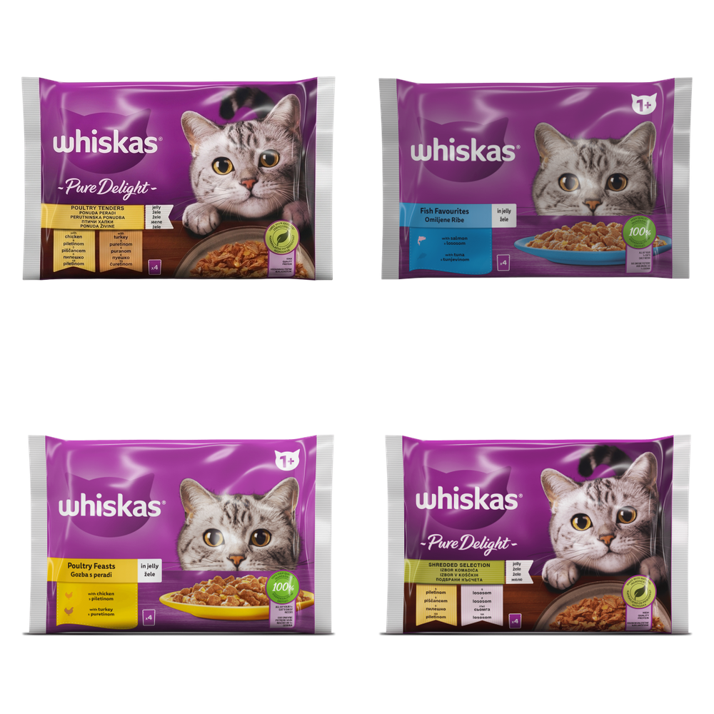 Whiskas Pouch in Jelly - Паучове за котки в желе 4x85гр