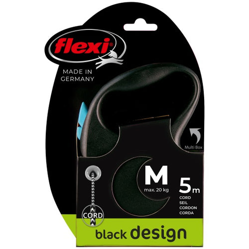 Flexi Black Design M Cord - Автоматичен повод-рулетка с корда 5 метра,до 20 кг
