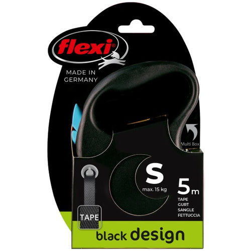 Flexi Black Design S Tape - Автоматичен повод-рулетка с лента 5 метра,до 15 кг