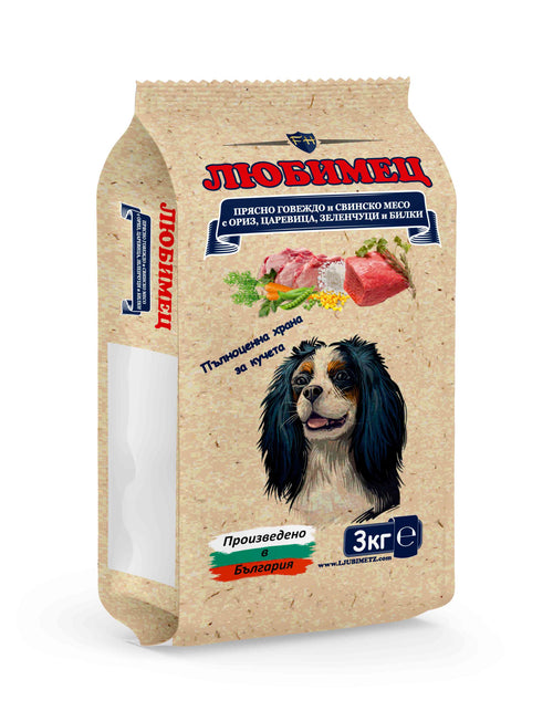 Ljubimetz Premium Mini - Пълноценна храна за дребни кучета с прясно говеждо и свинско месо 3 кг