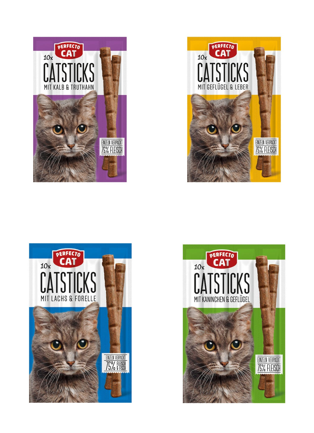 Perfecto Cat - Саламени пръчици с различни вкусове 50 гр