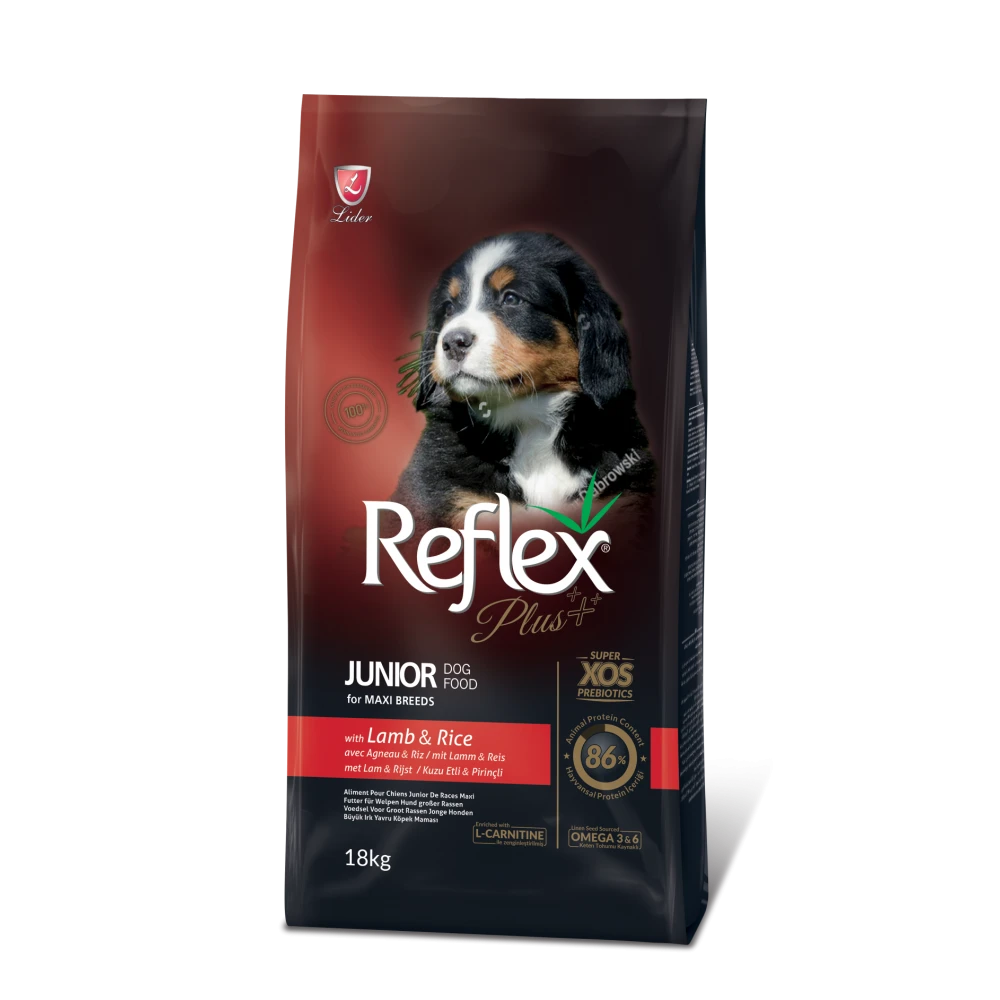 Reflex Plus Junior Medium&Maxi Breeds with Lamb&Rice 18 kg - Пълноценна храна за подрастващи кучета с агнешко и ориз от едри породи 18 кг