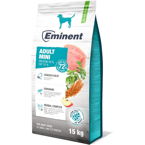 Eminent Adult Mini Gluten Free with Chicken -  Пълноценна храна за кучета от малки породи без глутен с пилешко и плодове 15 кг