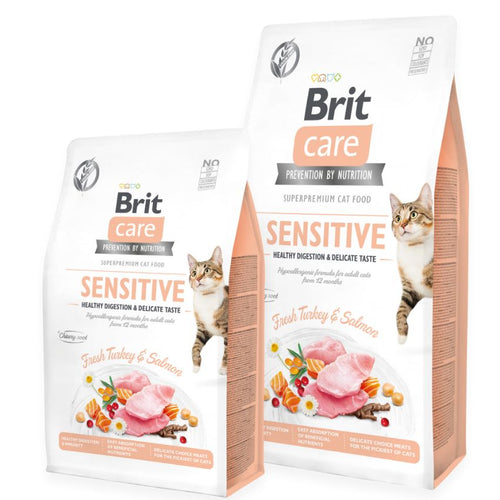 Brit Care Grain-Free Sensitive Digestion - Пълноценна храна за капризни котки и с чувствителен стомах с пуешко и сьомга 7 кг